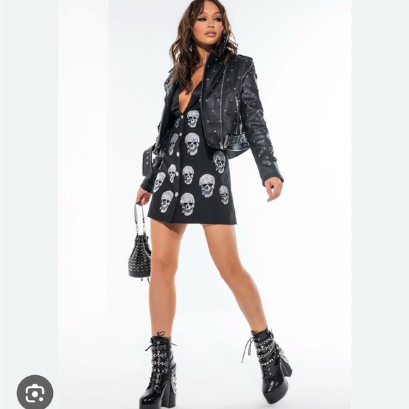 AKIRA Rhinestone Skull Blazer Dress - Picture 2 of 8